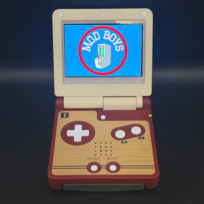 Modded Gameboy Advance SP | Famicom UV Print Shell | 3.0” M2 IPS Display
