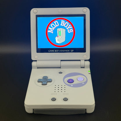 Modded Gameboy Advance SP | SNES UV Print Shell | 3.0” M2 IPS Display