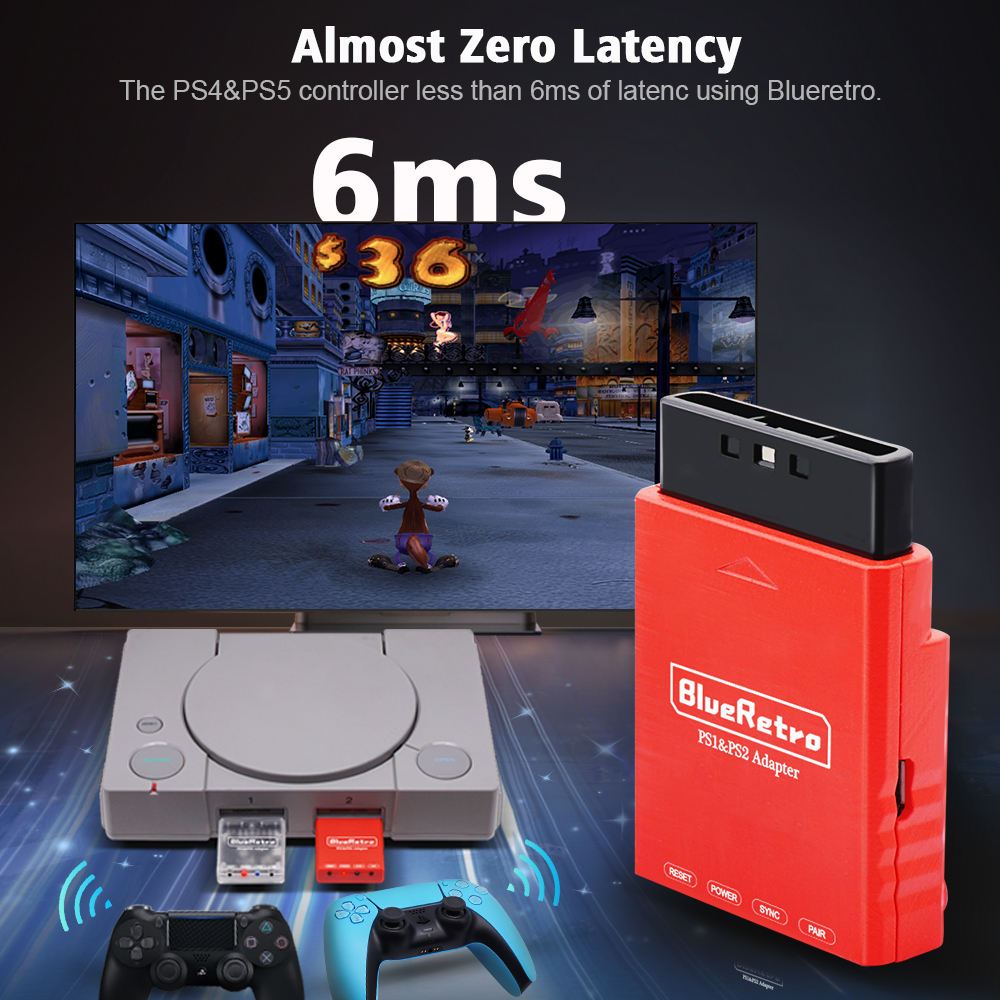 RetroScaler BlueRetro Wireless Controller Adapter for PlayStation 1 & PlayStation 2