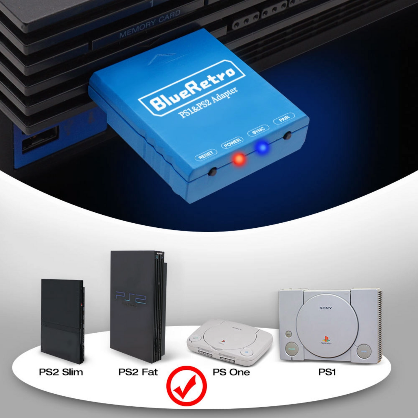 RetroScaler BlueRetro Wireless Controller Adapter for PlayStation 1 & PlayStation 2