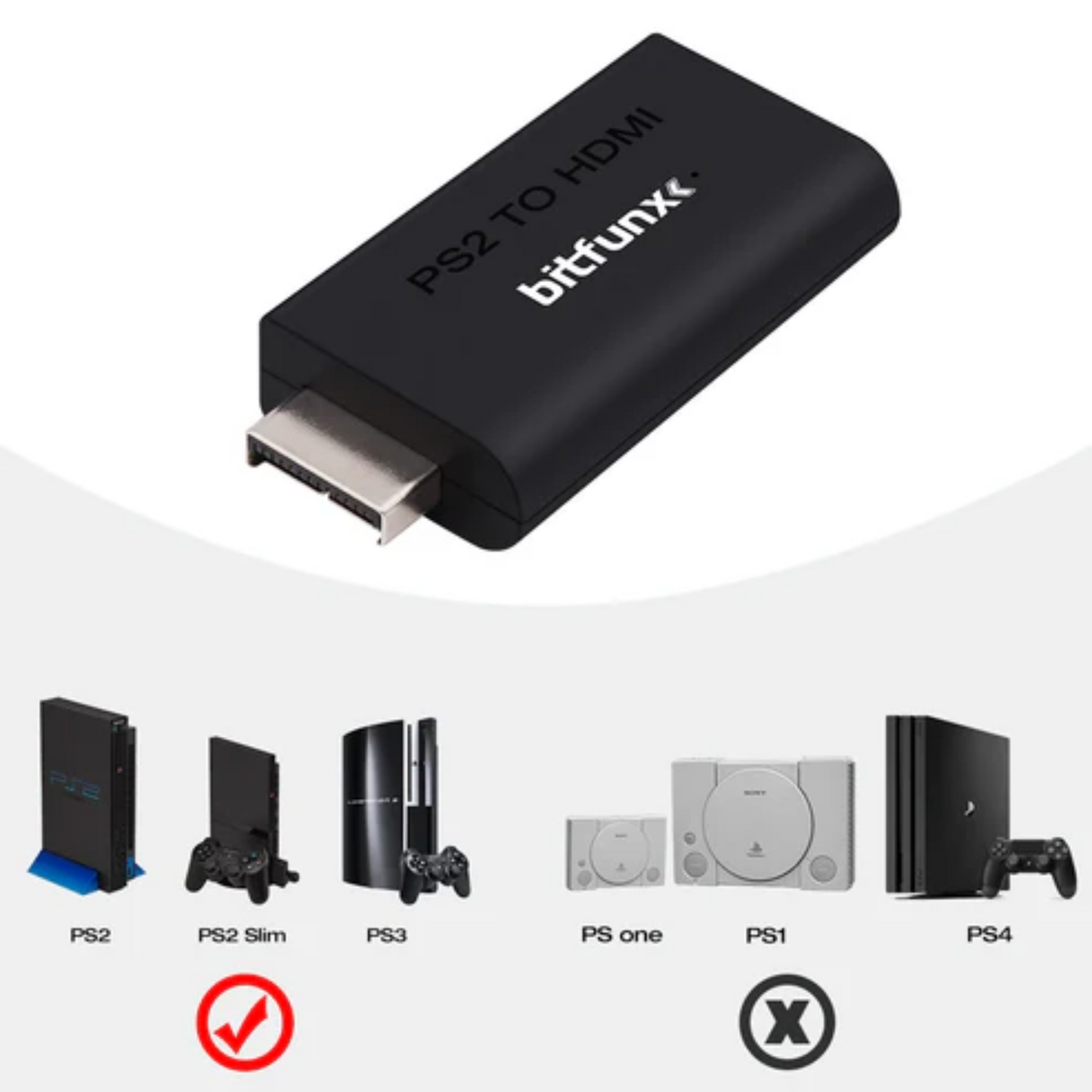 Bitfunx Mini HDMI Adapter For PS2 & PS3